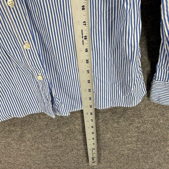 J. Crew Shirt Women S Small Blue Striped Button Up Collared Long Sleeve Cotton - Picture 6 of 7